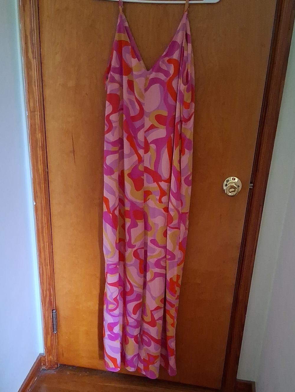 Sleeveless Pink Multi-Color Printed Maxi Jumpsuit